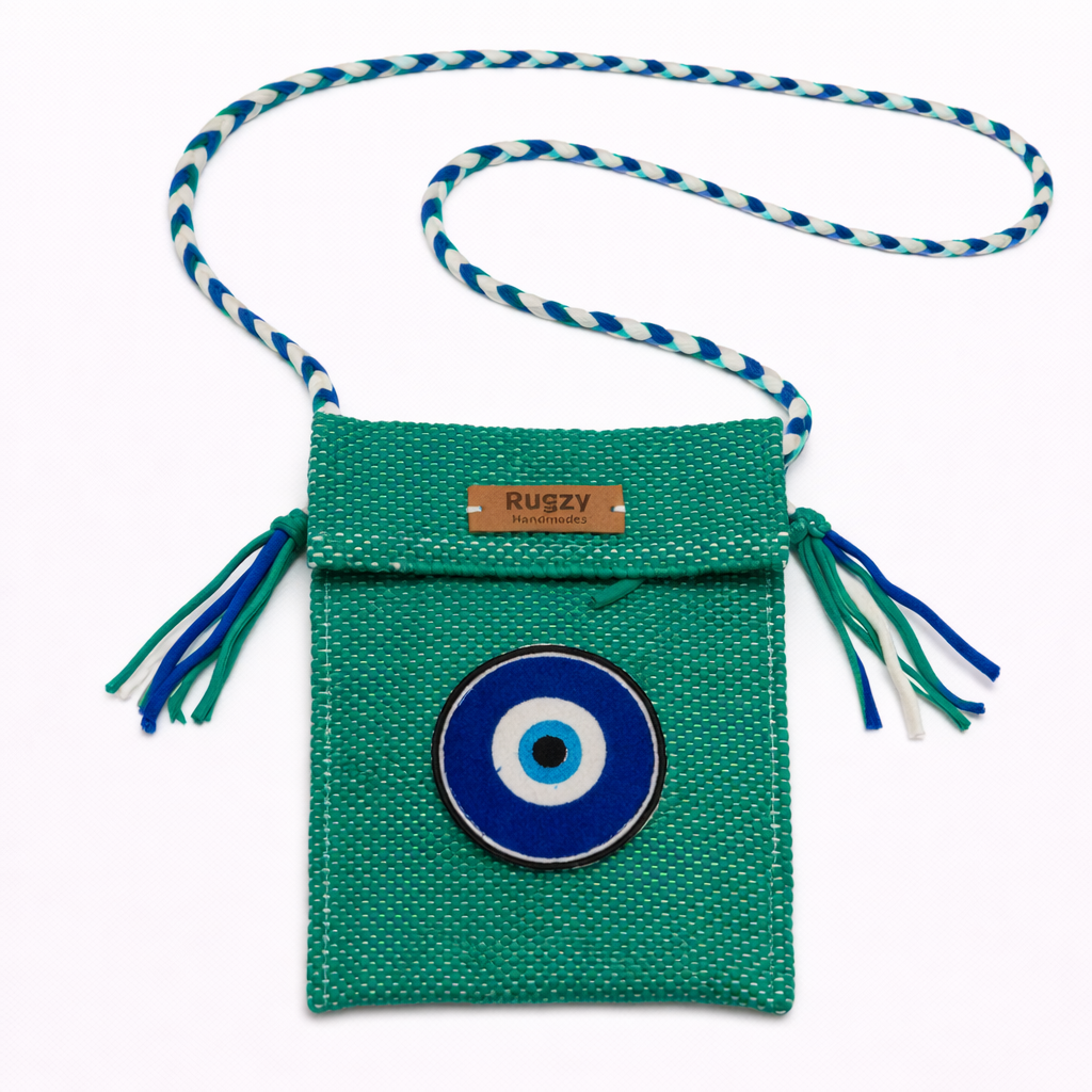 Hand-Loomed Crossbody Bag — Evil Eye | Emerald Green
