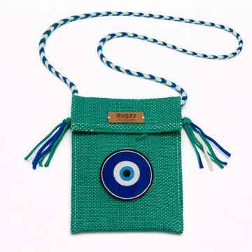 Hand-Loomed Crossbody Bag — Evil Eye | Emerald Green