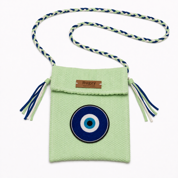 Hand-Loomed Crossbody Bag — Evil Eye | Pistachio