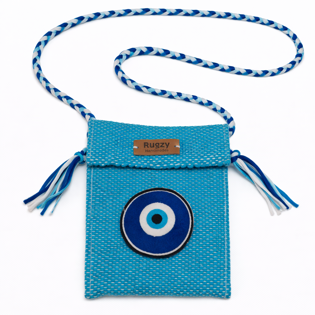 Hand-Loomed Crossbody Bag — Evil Eye | Turquoise III