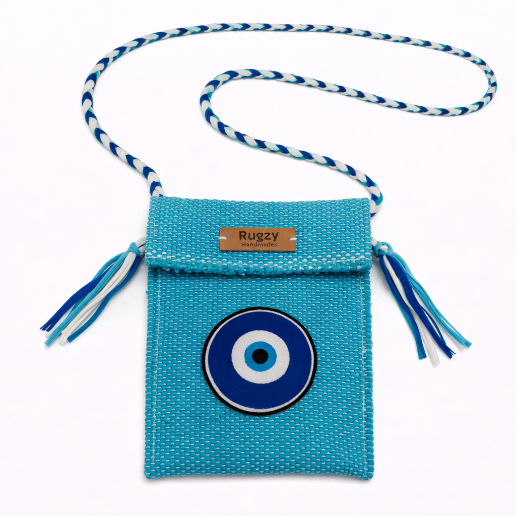 Hand-Loomed Crossbody Bag — Evil Eye | Turquoise I