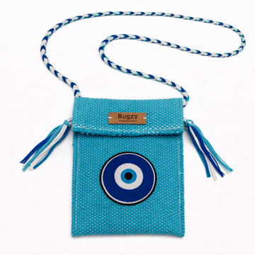 Hand-Loomed Crossbody Bag — Evil Eye | Turquoise I