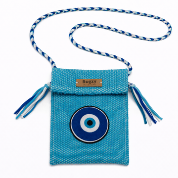 Hand-Loomed Crossbody Bag — Evil Eye | Turquoise II