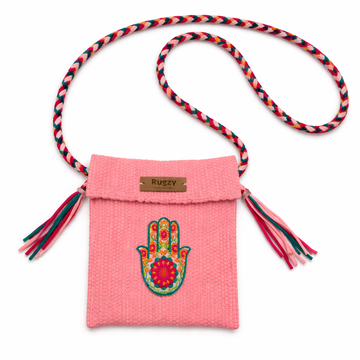 Hand-Loomed Crossbody Bag — Hamsa | Flamingo Pink