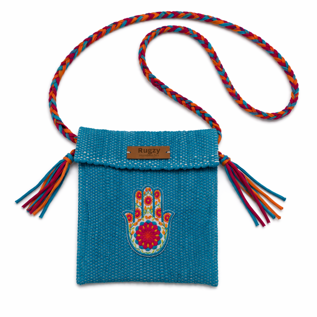 Hand-Loomed Crossbody Bag — Hamsa | Turquoise