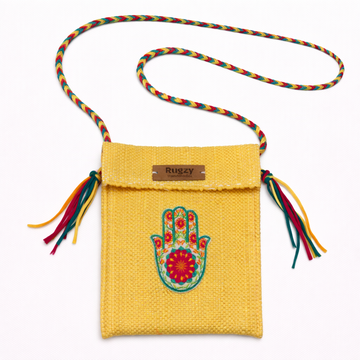 Hand-Loomed Crossbody Bag — Hamsa | Sunshine Yellow