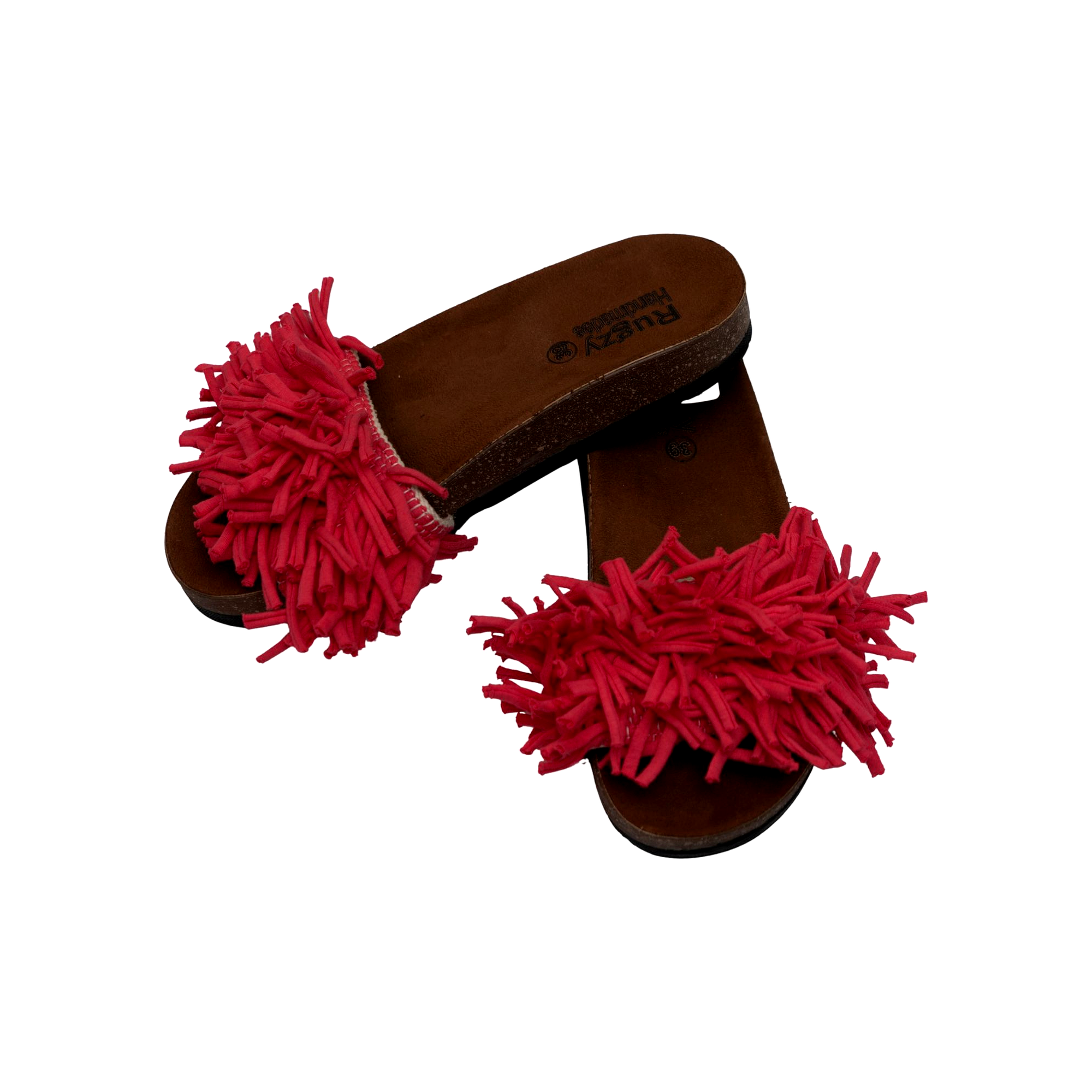 Fuchsia Fringe Flat Slides