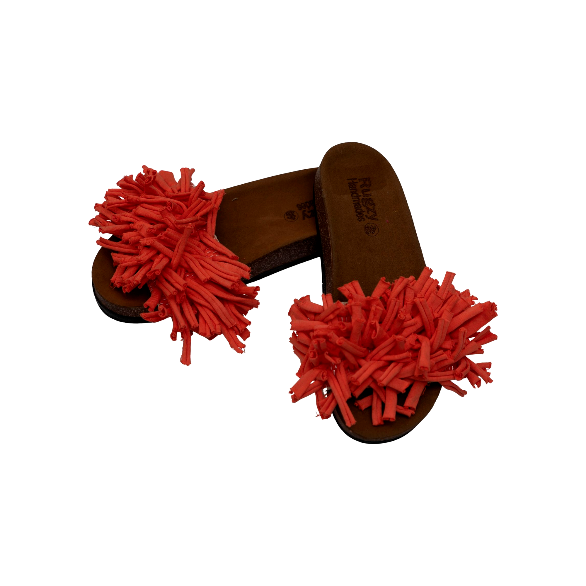 Red Fringe Flat Slides
